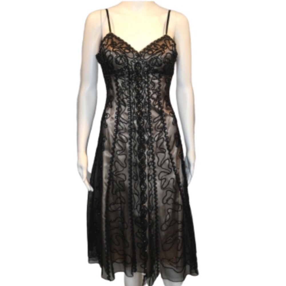 Sue Wong Black Midi Dress